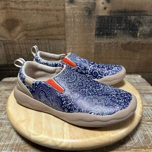 Onehorse Women’s Blue/Tan Slip-On Sneaker Loafers Size: 41, US 9